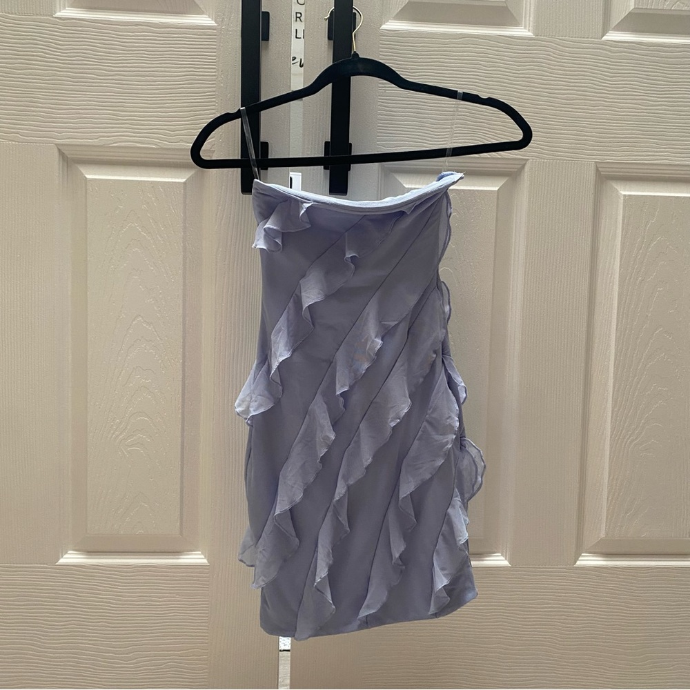 BRAND NEW Oh Polly ruffle strapless baby blue dress